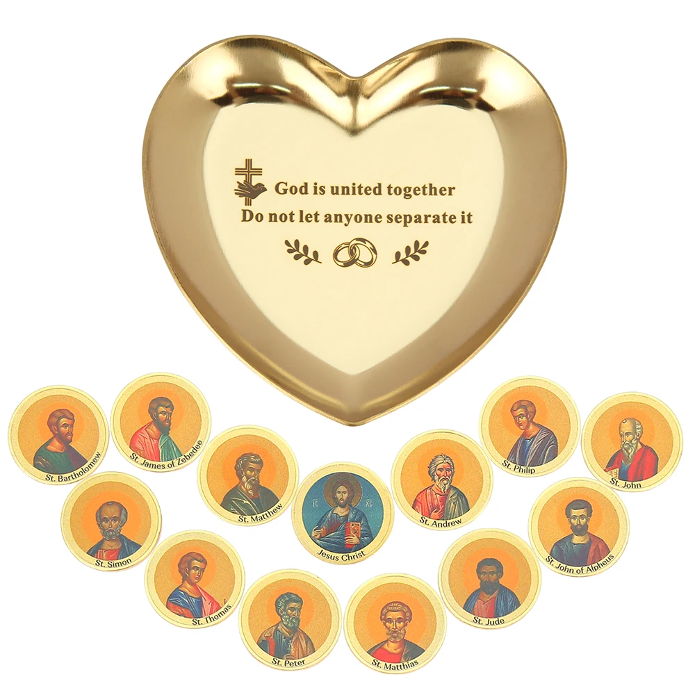 

Custom Wedding Unity Coins with Logo/Text/Photo, Arrhae Memorial Wedding Coins Set with Heart Plate for Ceremony