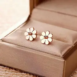 Stainless steel cute Daisy earrings Fashion rose gold earrings jewelry does not fade hypoallergenic drop shipping