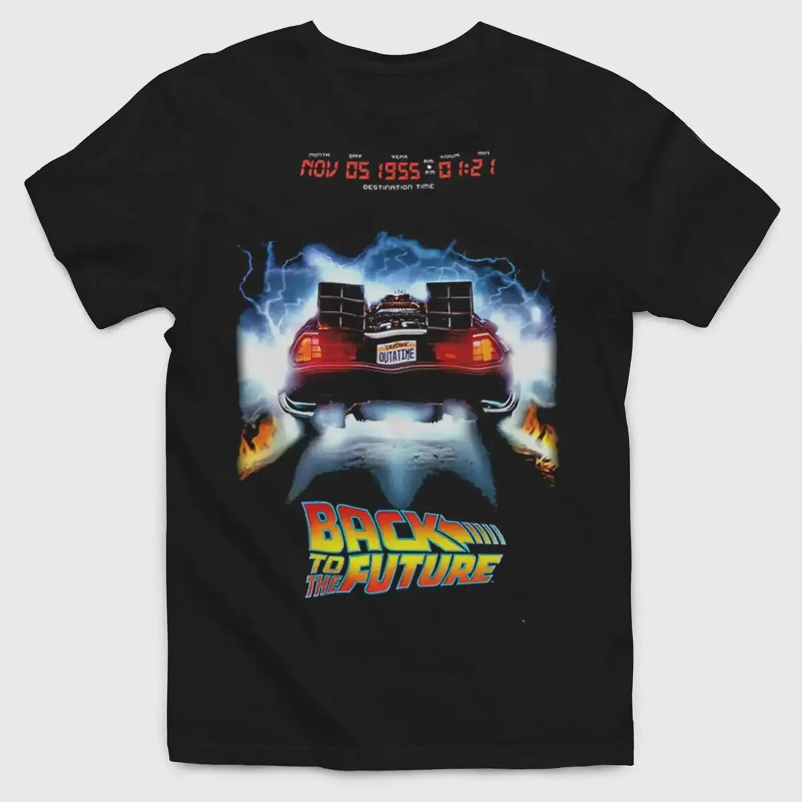 Back to the Future Durable Print Black Cotton T Shirt for Kids Casual Retro Movie Fans  vintage Washed Breathable Comfortable