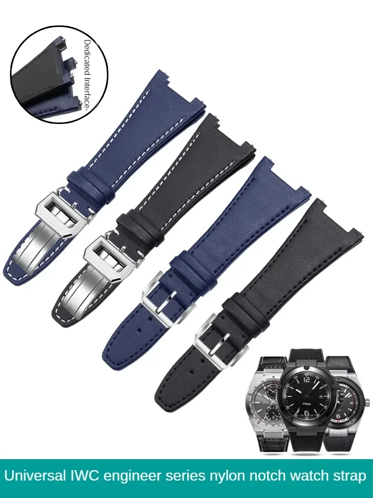 

Suitable for I-W-C Engineer IW500501/IW378507 Series Nylon Canvas Leather Notched Watch with Male