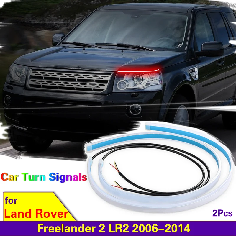 For Land Rover Freelander 2 2006-2014 Start-Scan LED Car DRL Daytime Running Lights Flowing Turn Signal Guide Thin Strip Lamp