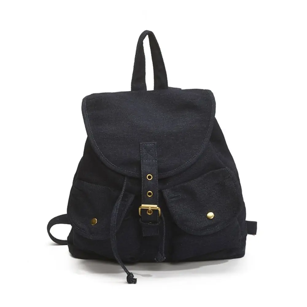 Korean Style Denim Drawstring Backpack Large Capacity Multi-pocket Oxford Cloth Shoulder Bag Versatile Waterproof