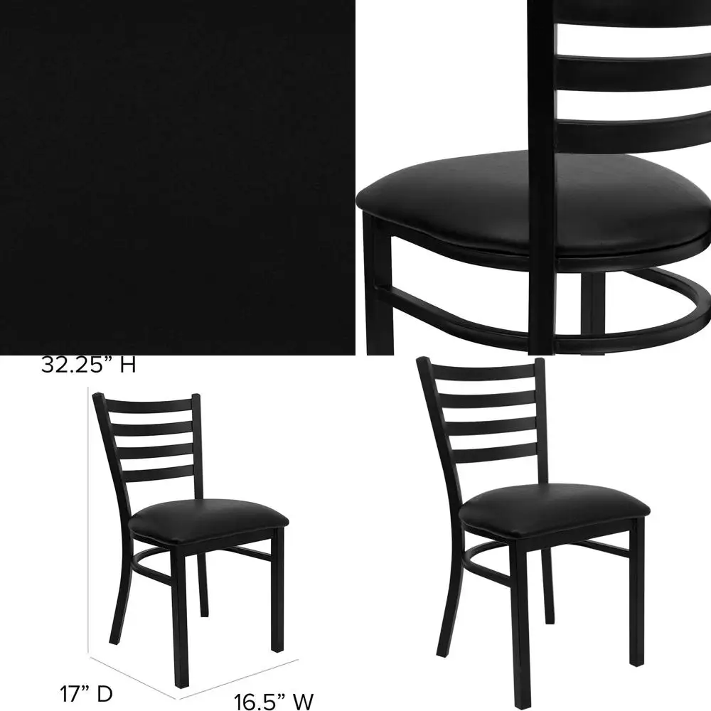 

Black Metal Restaurant Chair with HERCULES Series Ladder Back and Vinyl Seat