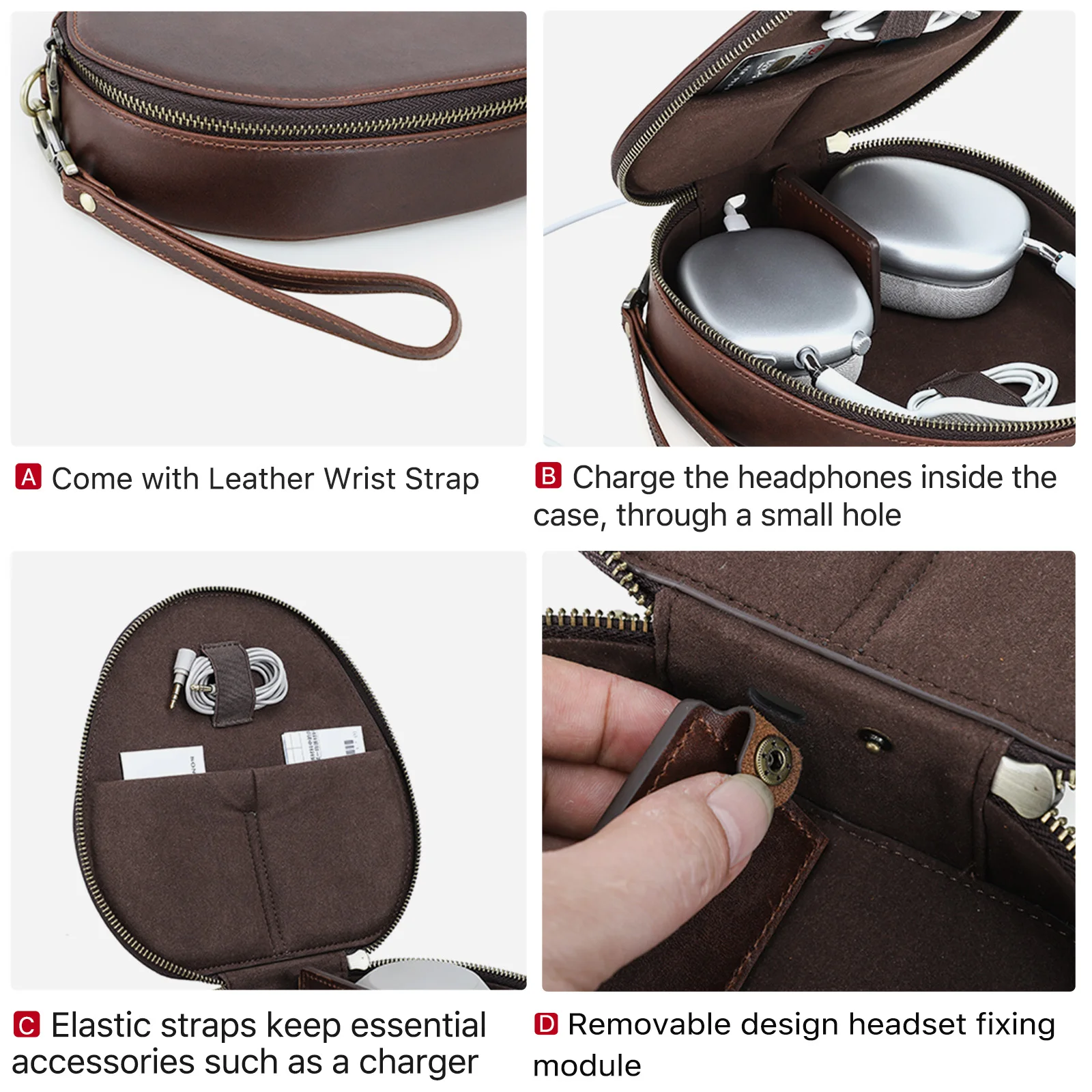 حافظة جلدية أصلية لأجهزة Apple AirPods Max SONY WH1000 XM4 XM5 XM6 سماعة رأس للسفر حقيبة حمل غطاء حماية صندوق تخزين