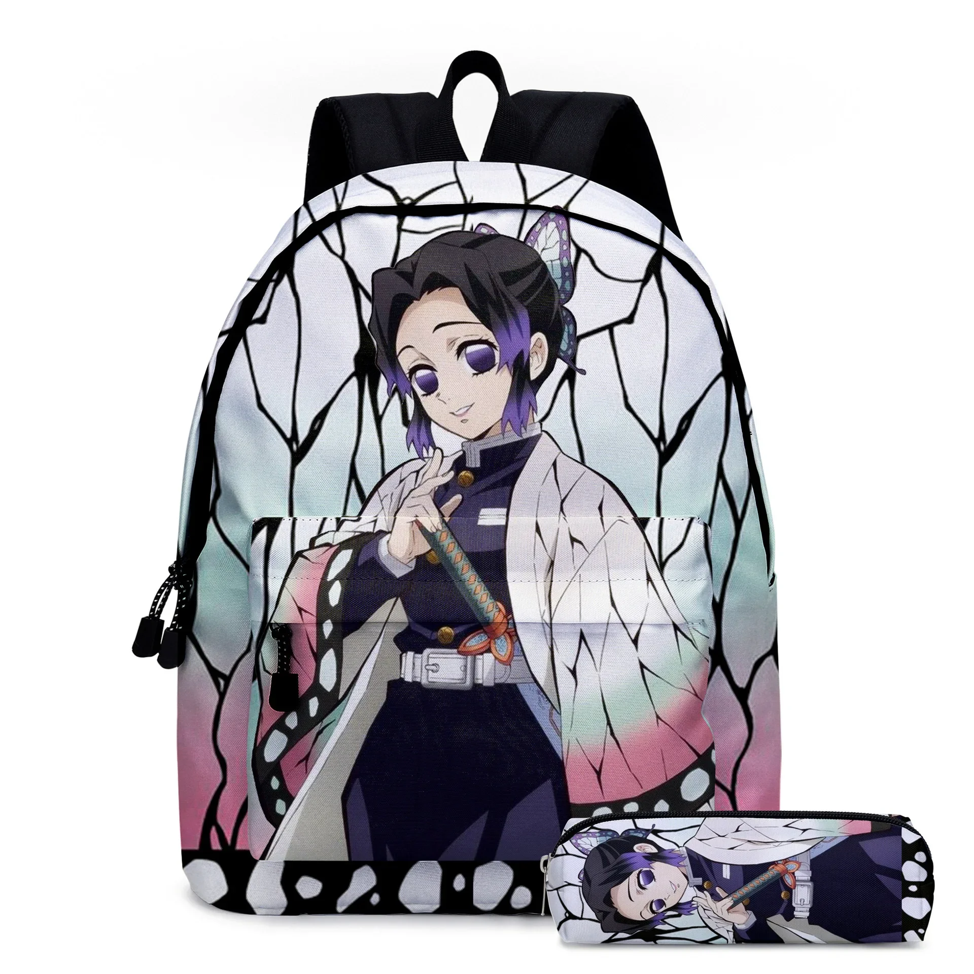 2 Stuks Kamado Nezuko Demon Slayer Rugzakken Set Voor Meisjes Anime Schooltas Tiener Student Canvas Rugzak Vrouwen Rugzak