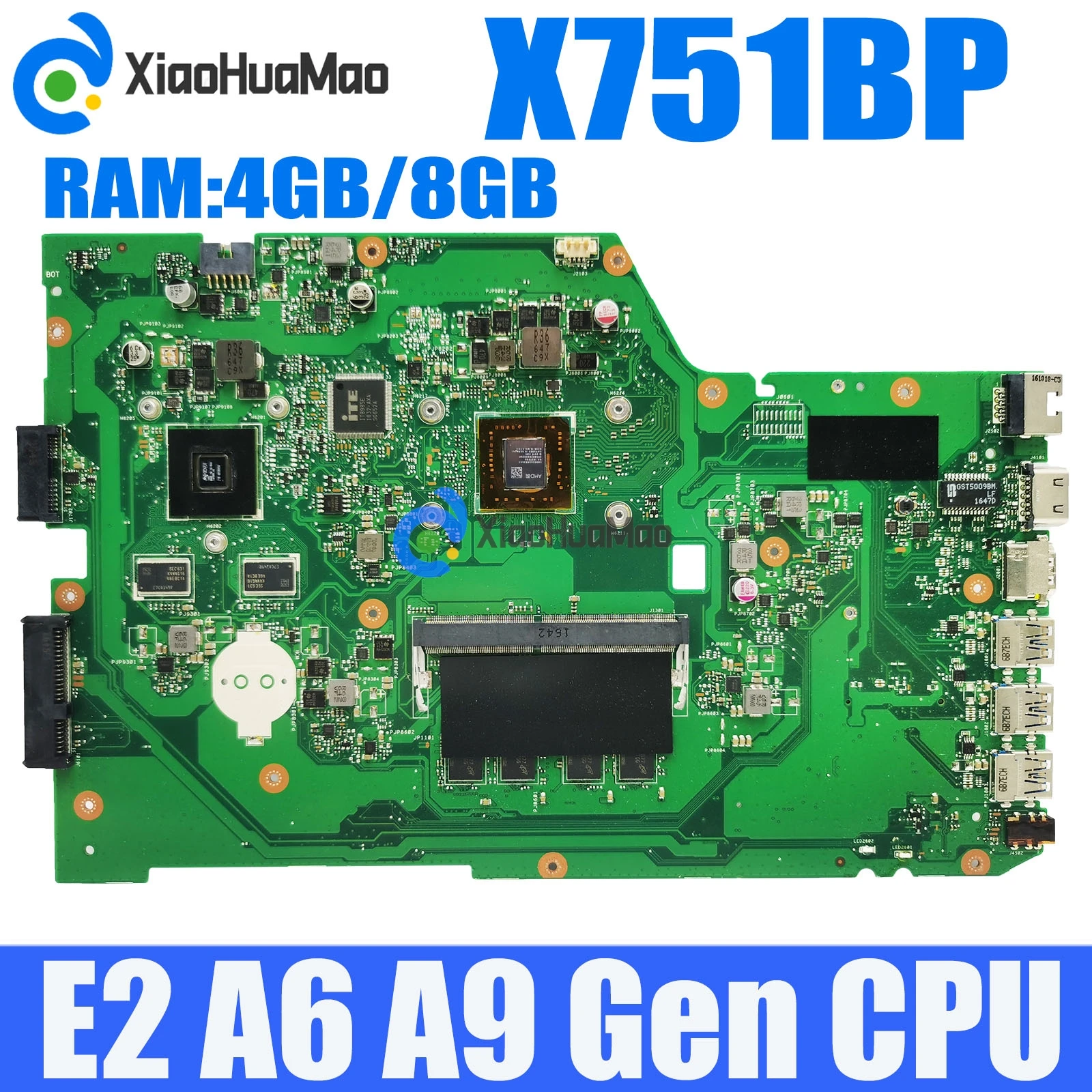 

Материнская плата для ноутбука X751BP с E2 A6 A9 CPU 4GB/8GB-RAM V2G-GPU Материнская плата Asus X751B X751BP F751B R752B K751B A751B