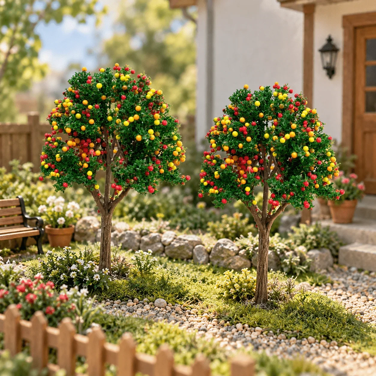 2pcs Miniature Colorful Berry Tree,Artificial Fruit Tree for Model Landscapes, Minihouse Gardens, Railway Dioramas & DIY Scenery