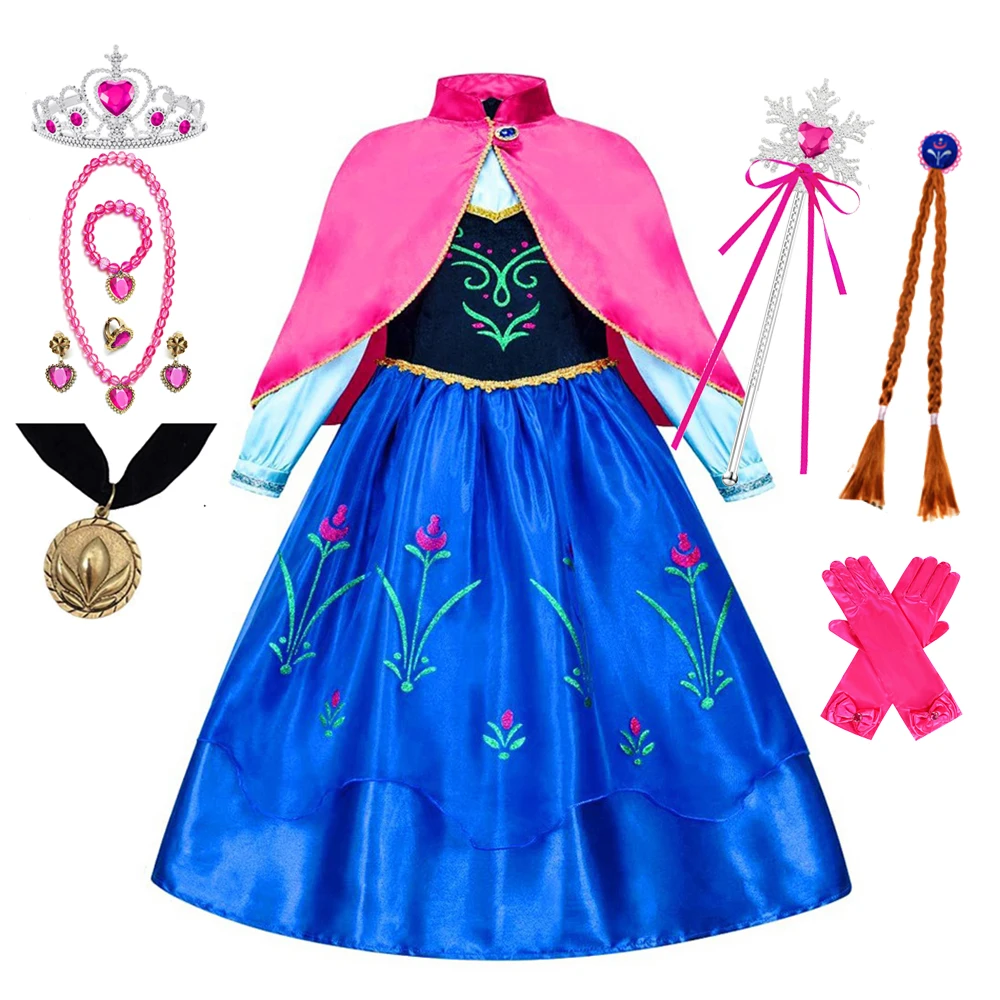 

Anna Dress Costume Dress for Kids Halloween Cosplay Queen Fancy Party Gown