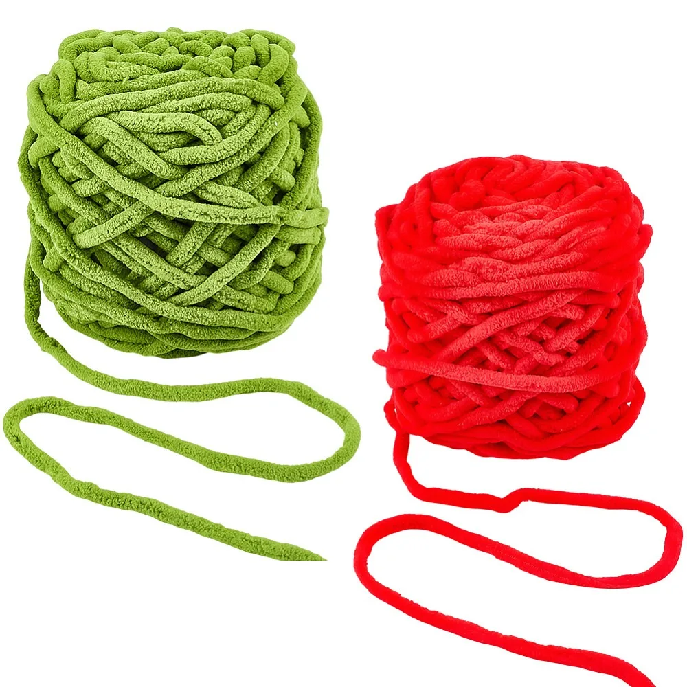 

2 Skeins 2 Colors Polyester Yarn For Hand Knitting Thick Thread Crochet Cloth Yarn Mixed Color 7mm 1 skein/color