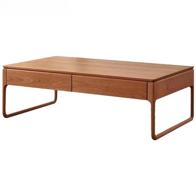 

Nordic cherry wood solid wood living room coffee table small apartment with drawers Japanese-style household tea table