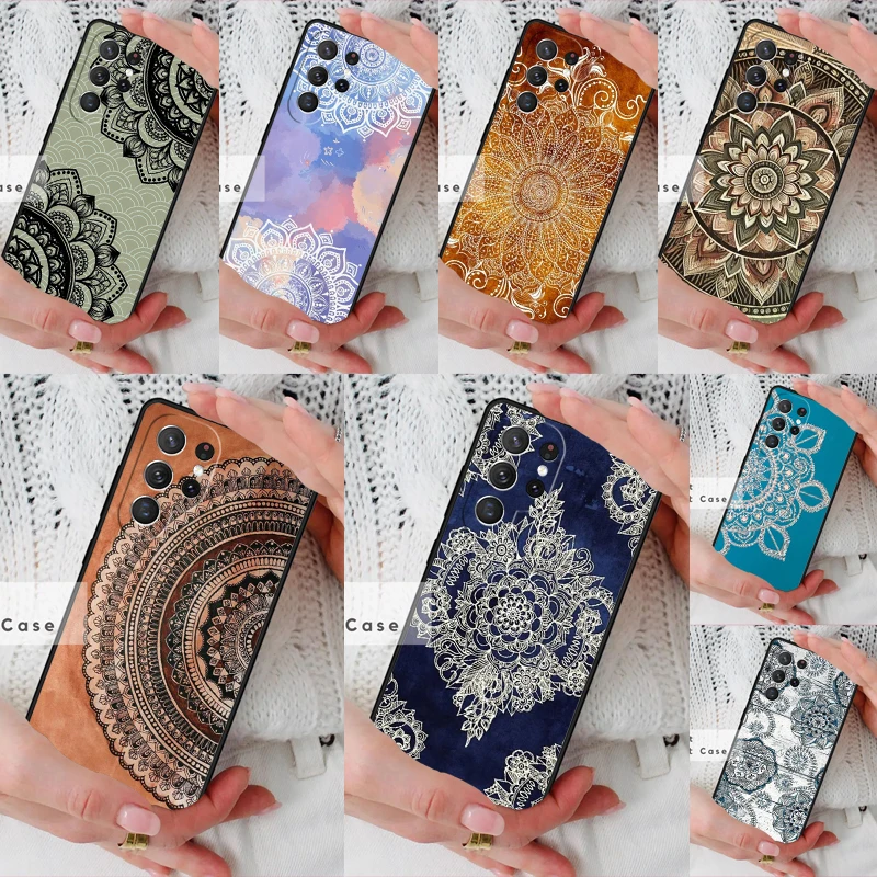Mandala Wood Floral Phone Cover Case for Samsung Galaxy S26 Ultra S20 FE Note 10 S24 S23 S21 S25 Plus S22