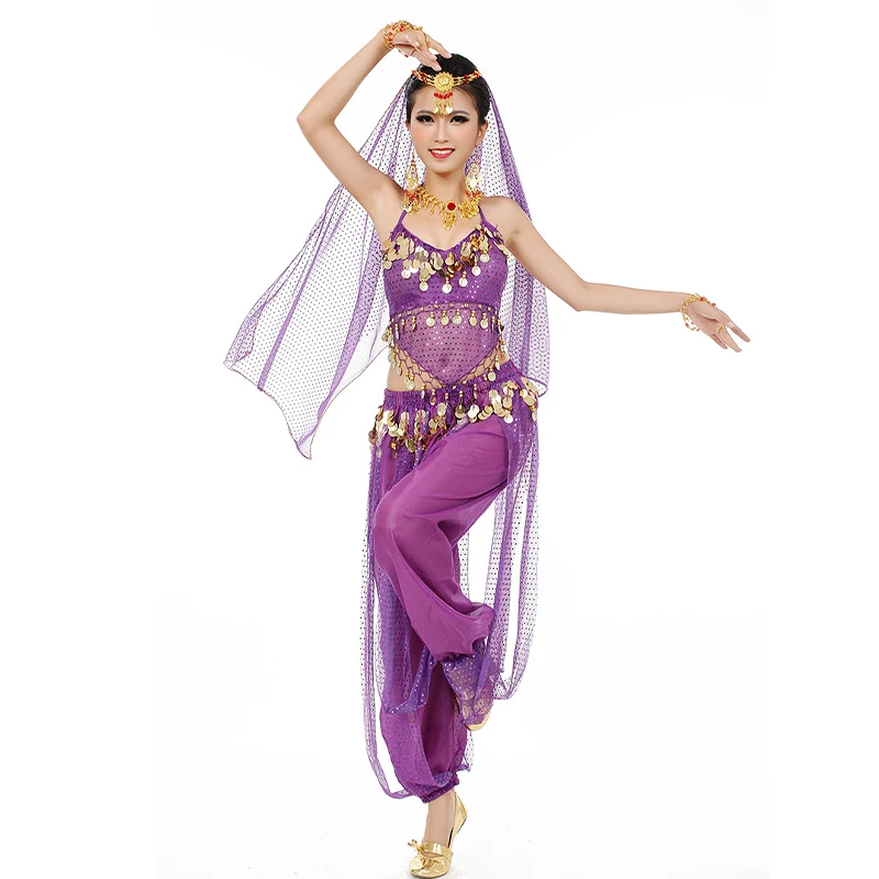 Belly Dance Costumes For Women Bollywood Indian Egyptian Performance Dance Headband Highlights Top Pants Adult 3pcs Costume Suit