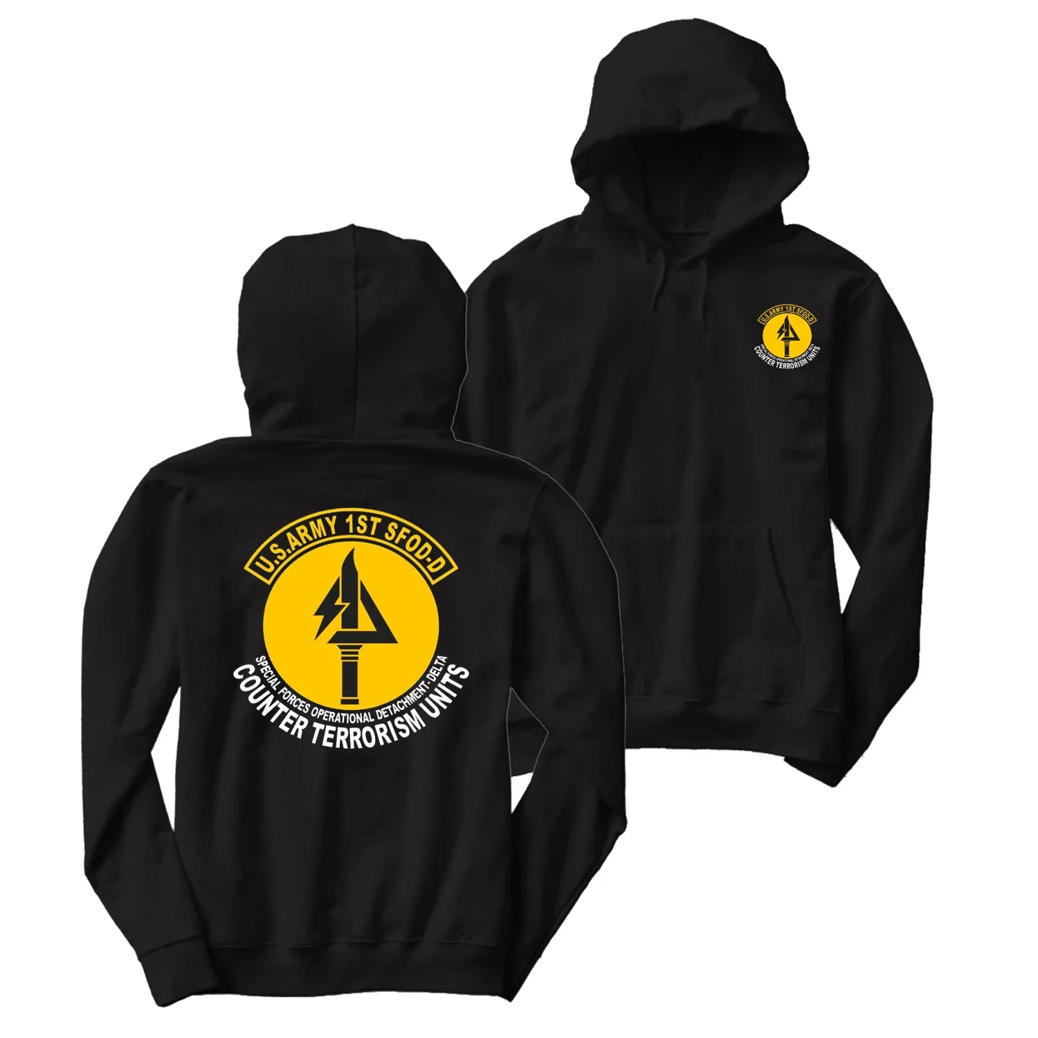 US Army Delta Force 1st Special Forces Operational Detachment Pullover Hoodie 100% Cotton Military Style Casual Mens Sweatshirt