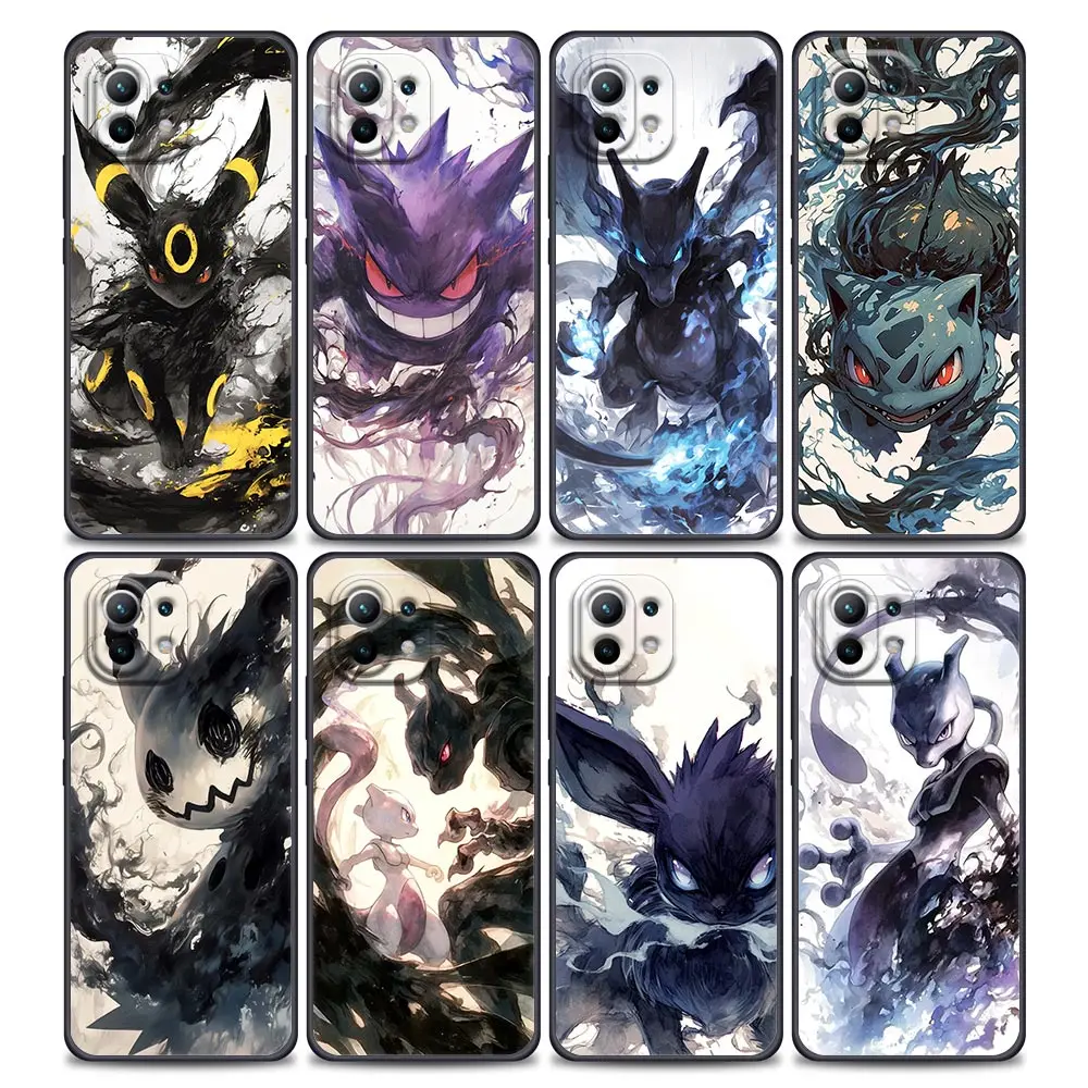 P-Pokemons Umbreons Gengars Zeichnen Für Xiaomi 15T 11T 12T 13T 14T Pro 15 Telefon Fall Mi POCO X7 M7 F7 Pro F5 F6 M6 X3 X6 Zurück Abdeckung
