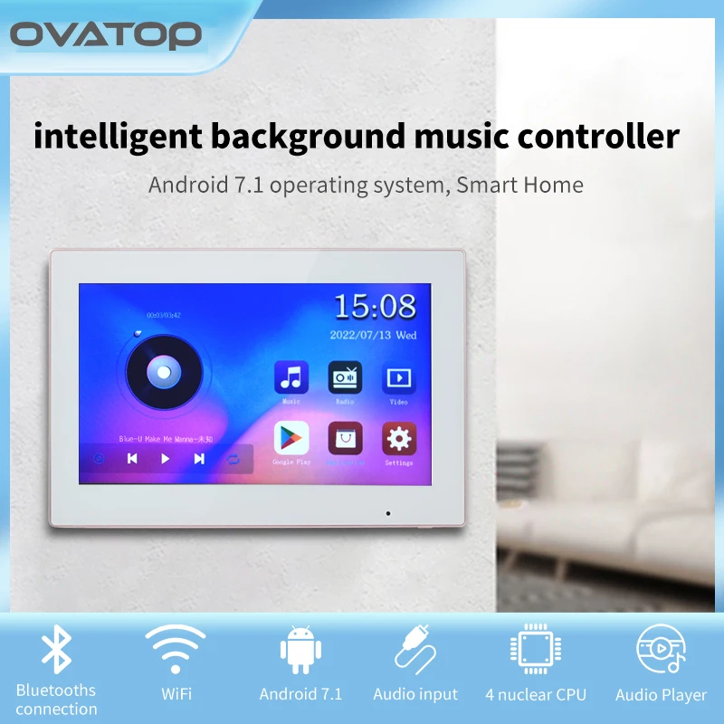 N705 7 Inch Touch Screen Built-in Class-D Amplifier 4X25W  With Home Audio Bluetooth WIFI Theater System In Wall Amplifier