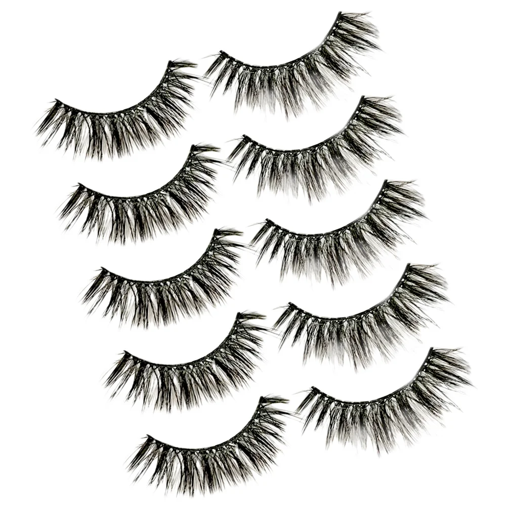 5 Paar 3D-Imitationswimpern, natürlich, dicht, lang, wiederverwendbar, einfach anzubringen, zum Entfernen von Frauen, Make-up, tägliche Party