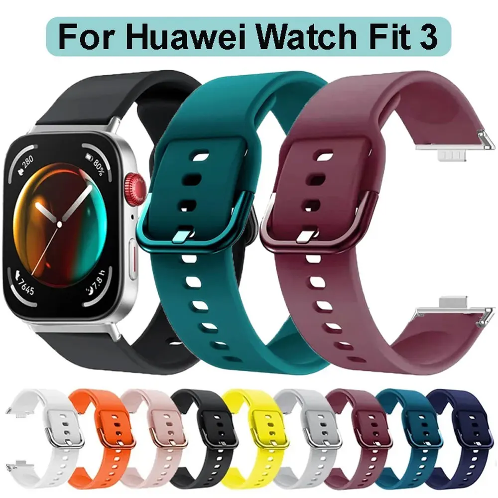 

Silicone Band For Huawei Watch FIT 3 Strap Wrist watchband metal Buckle Sport bracelet fot huawei fit3 correa Accessories