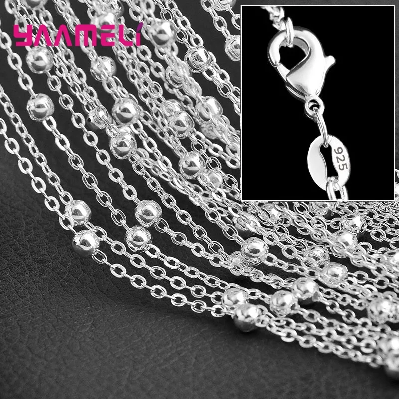 Wholesale 925 Sterling Silver Smooth Bead Chain Necklace for Women Men 5PCS 4MM 16-30 Inches Lobster Clasp Chains Jewelry