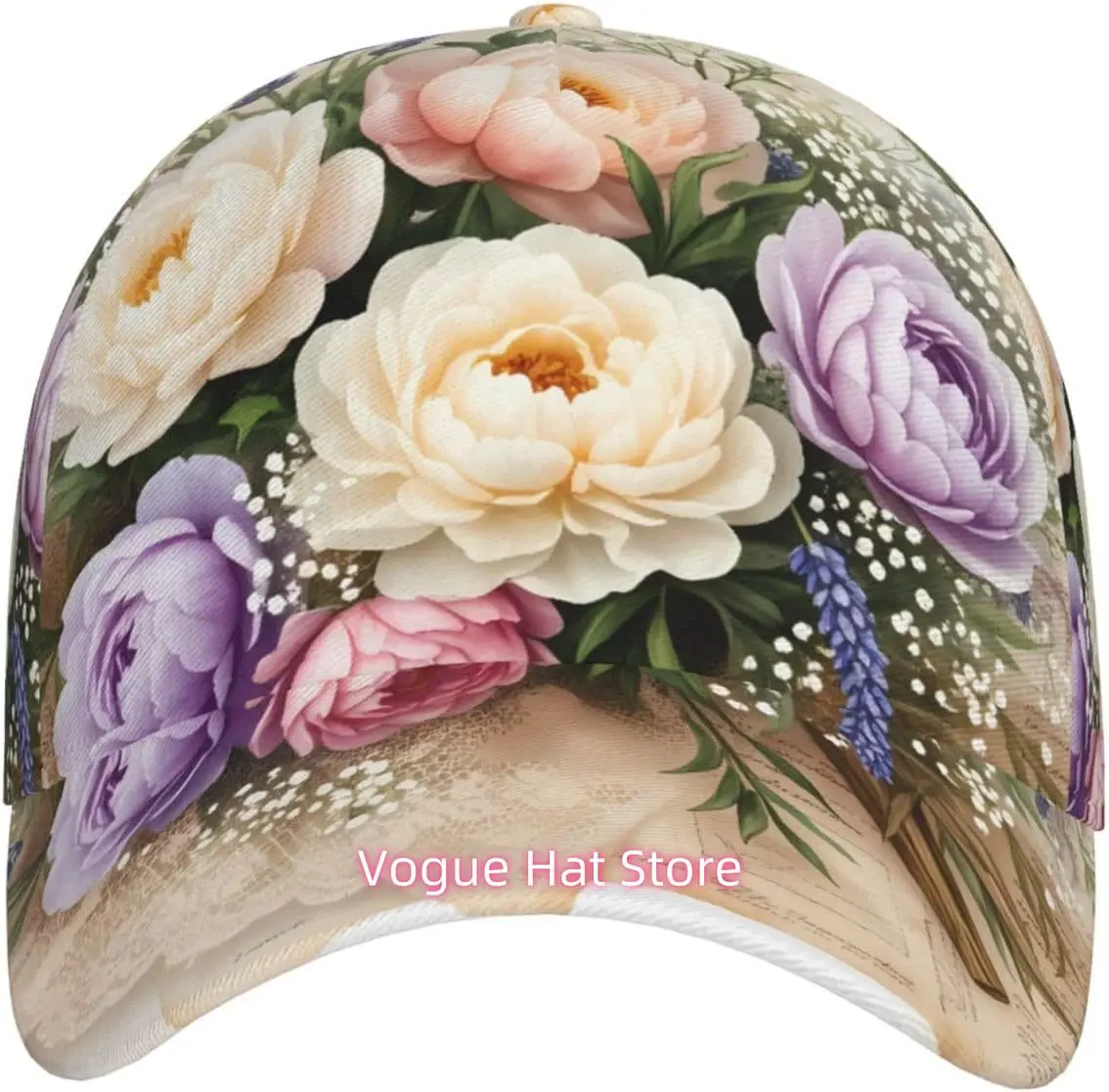 Floral Melody Harmony Pattern Baseball Cap Adjustable Cotton Baseball Hat for Sports, Outdoor, Travel Gifts for Men Black