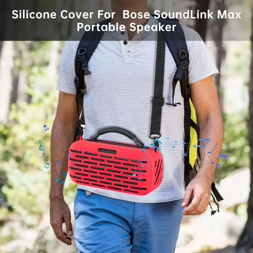 Anti-Drop Bluetooth Speaker Storage Bag with Shoulder Strap Anti-Scratch Storage Box Shockproof Silicone for Bose SoundLink Max