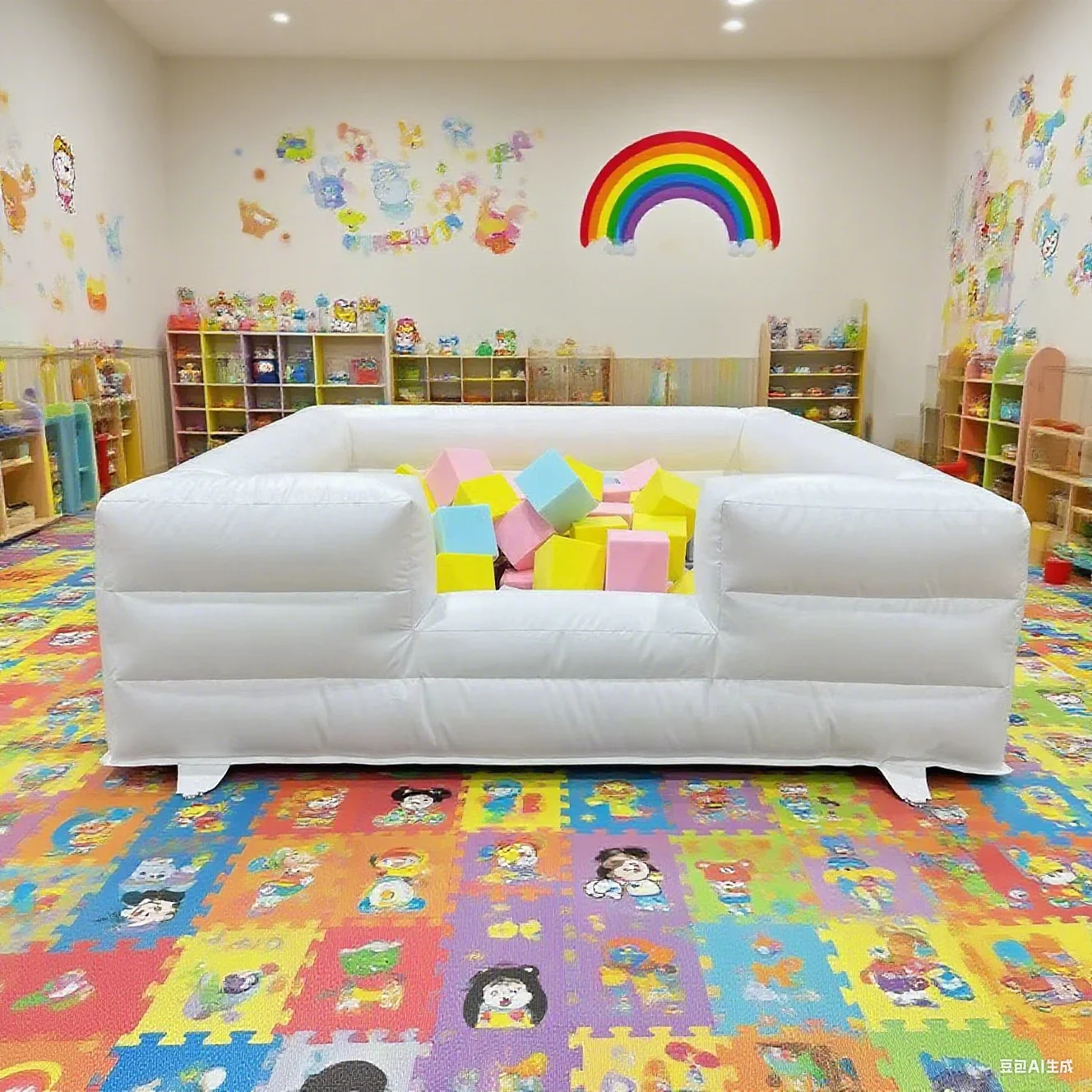for kids fun Inflatable Ball Pit  party Soft play ball pool with along the side with Blower white color foam pit
