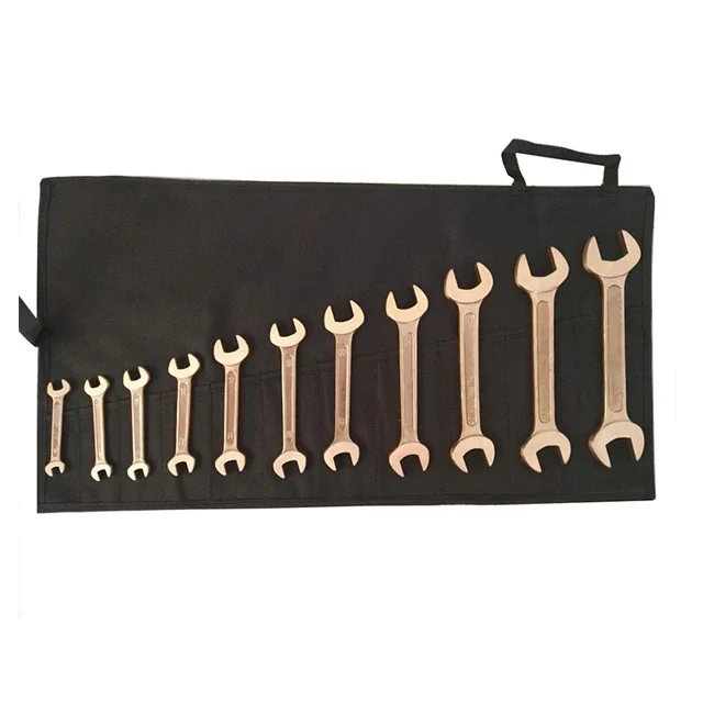 Non sparking 11pcs beryllium copper alloy double open end wrench set