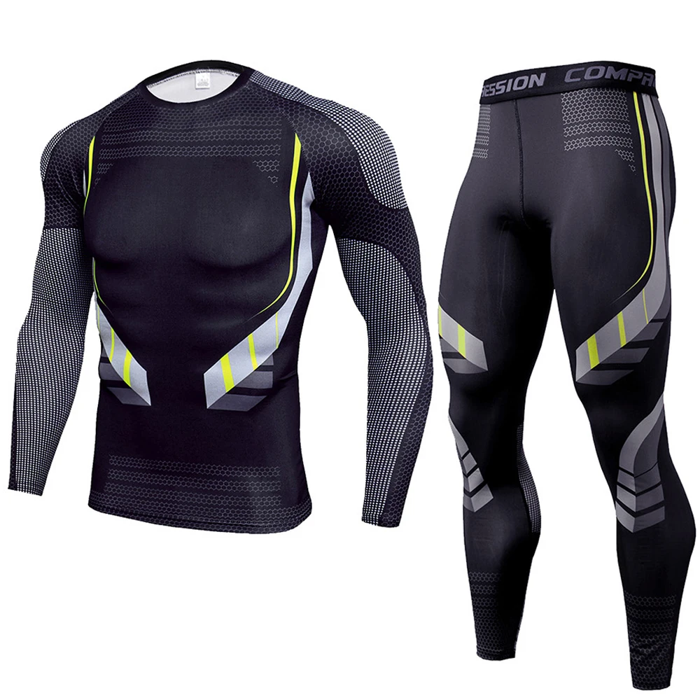 GPCROSS Men Motorcycle Underwears Suits Sport Quick drying Perspiration Fitness Base Layers Tight Tops&Pants Sportswear Underwea