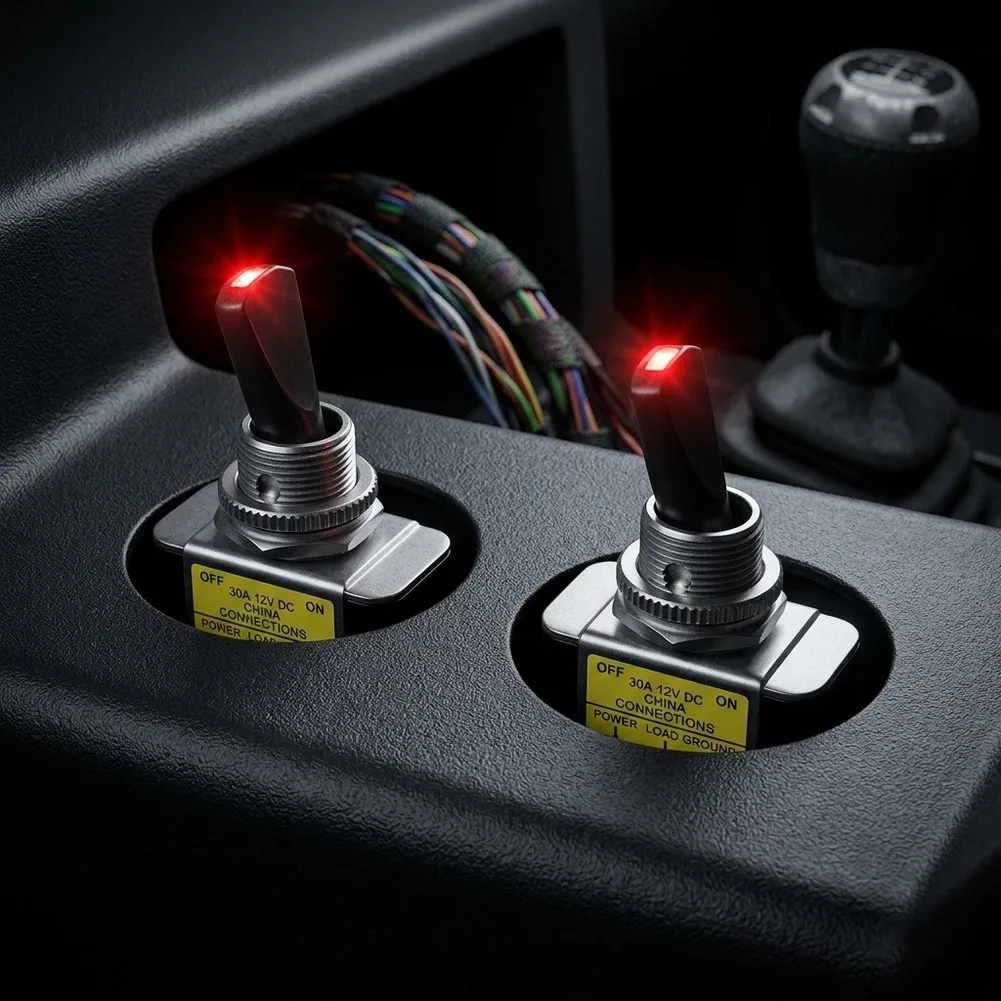 Automotive Switch ASW-07D-2 Car Turn Switch 12V 30A SPST On Off 2 Position 3 Pin with LED Indicator Pack of 2 for Wiring
