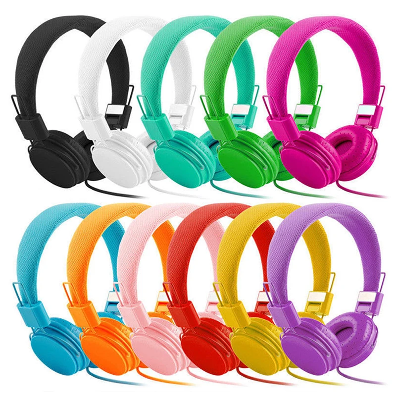 Colorful Wired Headphones Stereo Bass Kids Earphone With Microphone Music Vedeo Headsets Foldable Portable Children Gift