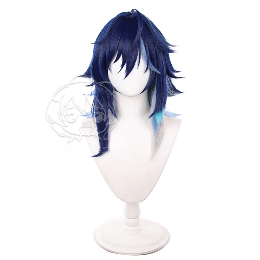 Anime Genshin Impact Ororon Men Cos Wigs Cosplay Costumes Headwear 55cm Long Simulation Scalp Thick Mixed Puffy Long Hair Wigs