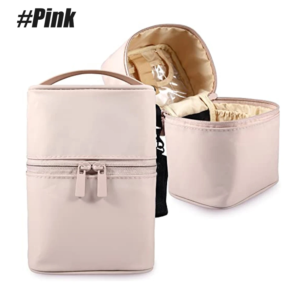 1 Stück tragbare Make-up-Tasche für Damen, Reise-Kosmetiktasche mit großem Fassungsvermögen und Griff, Organizer-Aufbewahrungstasche mit mehreren Fächern – Detail 5