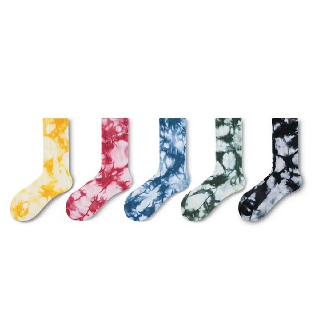 Combed Cotton Tie Dye Socks for Unisex Running Sport Outdoor Climbing Training Soccer Basketball Yoga Comfortable Elastic
