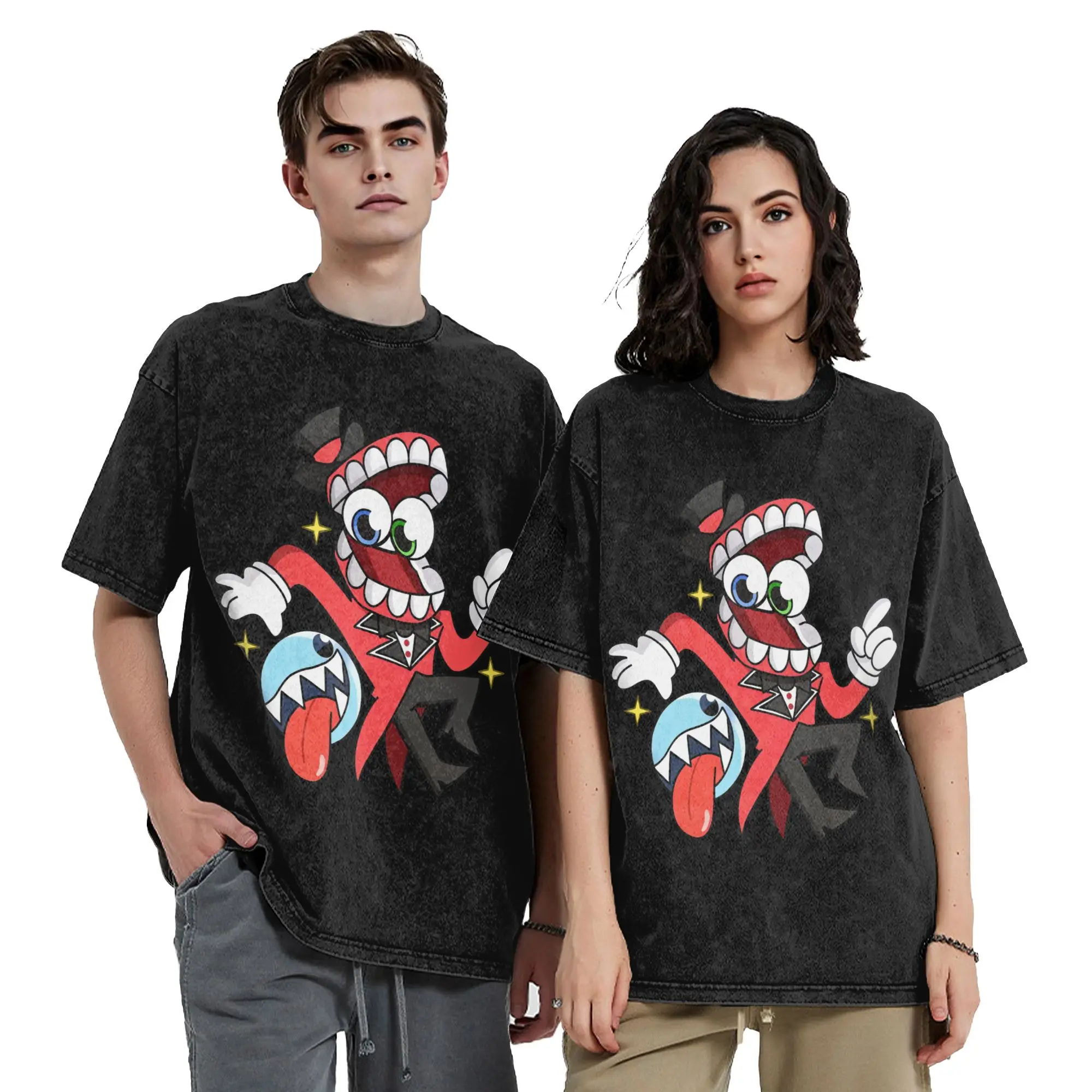 Caine Cartoon Digitals Circus Washed T Shirts Streetwear Vintage T-Shirts Tee Shirt Men Women Short Sleeve Oversize Summer