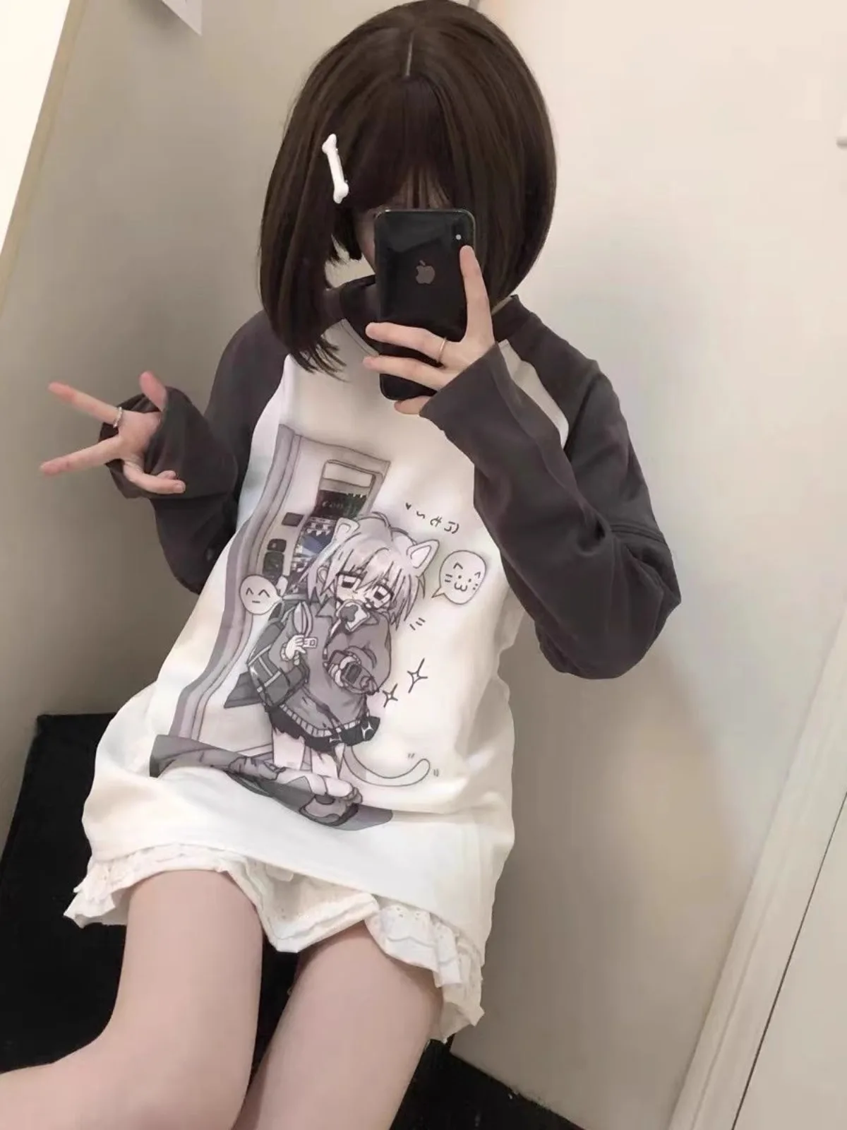 Japanische Frauenkleidung mit abnehmbaren Ärmeln T-Shirts kurze lange Ärmel weibliche Kleidung 2000er Jahre Sommer Frühling Kawaii y2k Kleidung