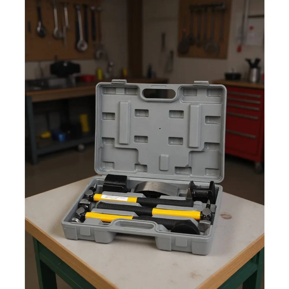 

Auto Body Repair 7-Piece Kit Fender Roller Dent Removal Tool Set with Hammer and Dolly