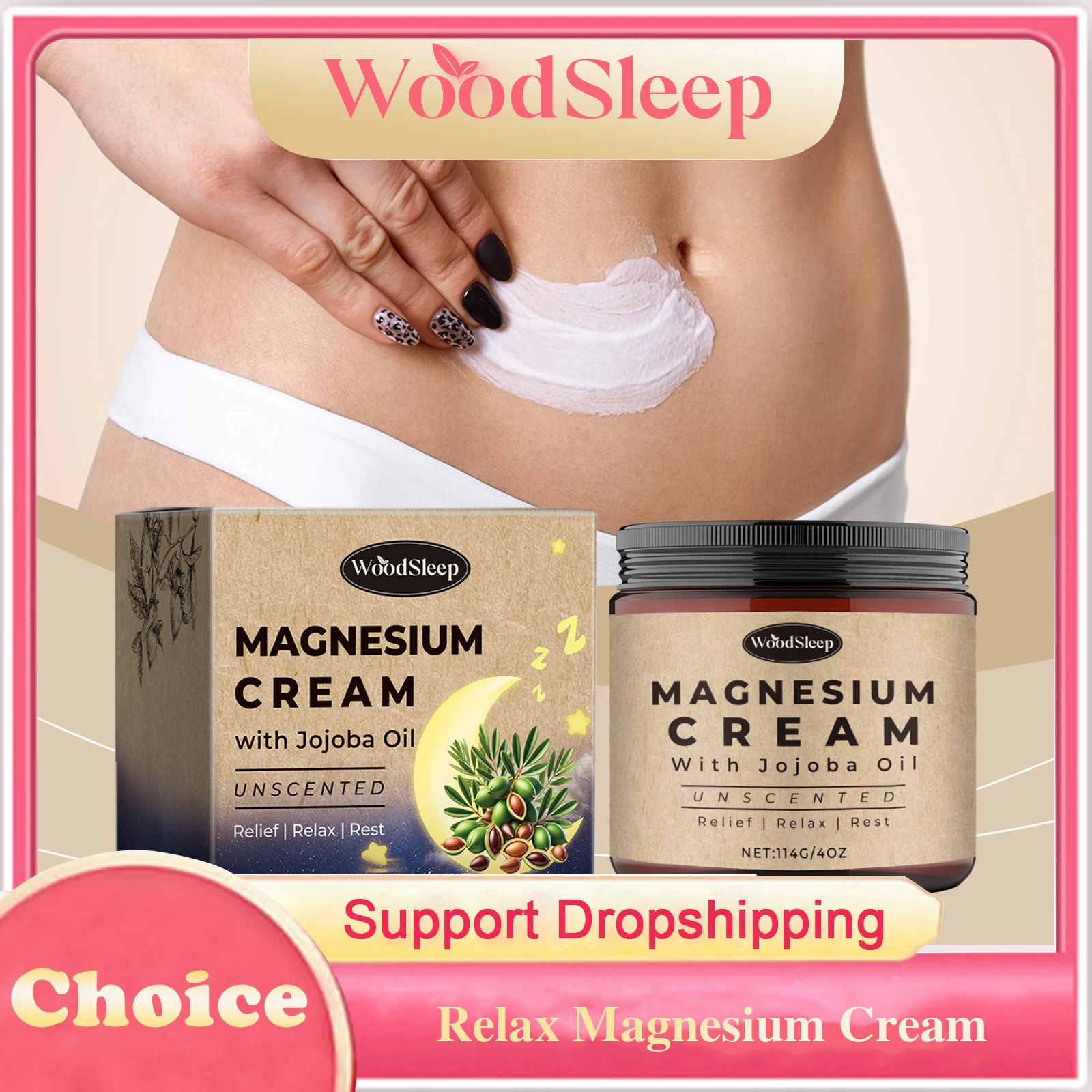 

Relax Magnesium Cream Calming Restless Relieve Skin Fatigue Long Lasting Hydration Improve Sleep Quality Magnesium Sleep Cream