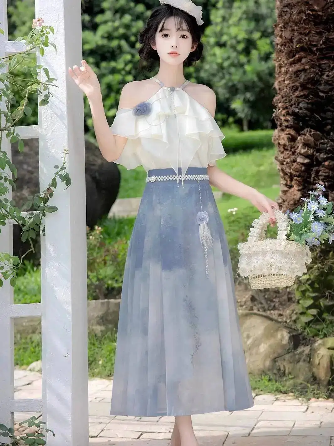 

Spring Dress Wisteria Jiyunchuan/New Chinese Style Mamian Skirt Set Summer Improved Daily Hanfu for Women