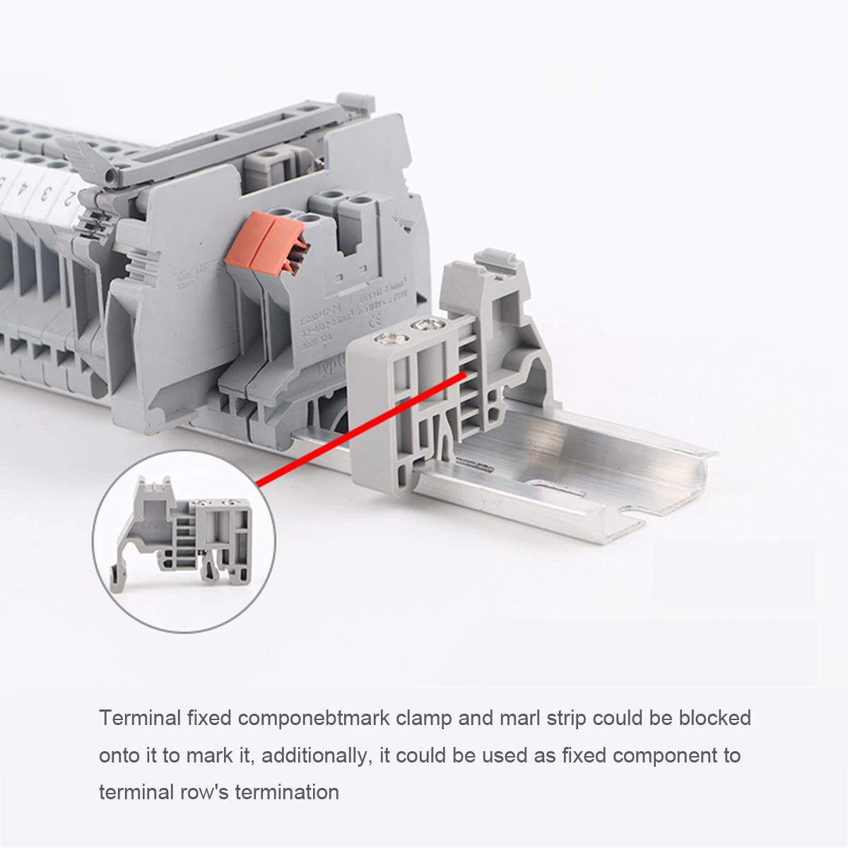 ABFU-E/Uk Din Rail Terminal Blocks End Stopper Bracket Grey,Terminal Block Connector(Pack Of 100)