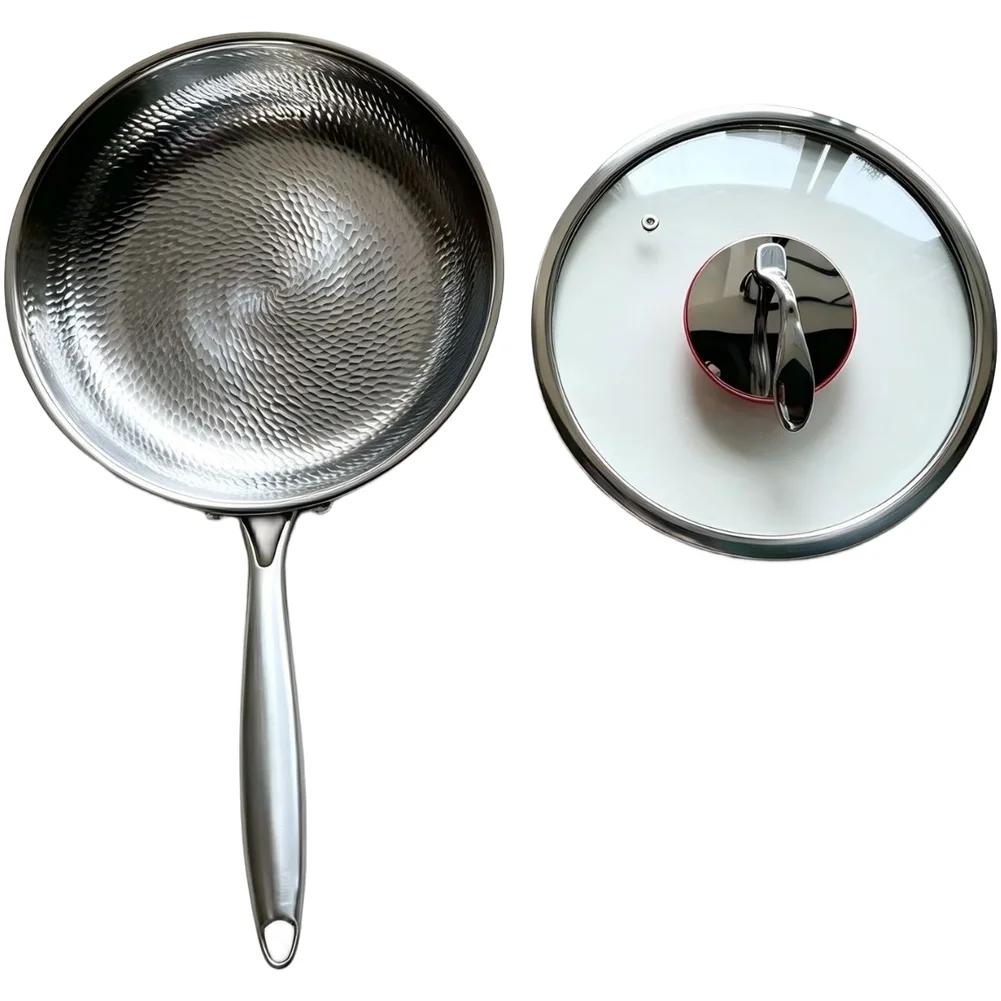 For Daily Family Meals Silver Steel Frying Pan Induction Cookware Even Heat Distribution Compatible All Stovetops