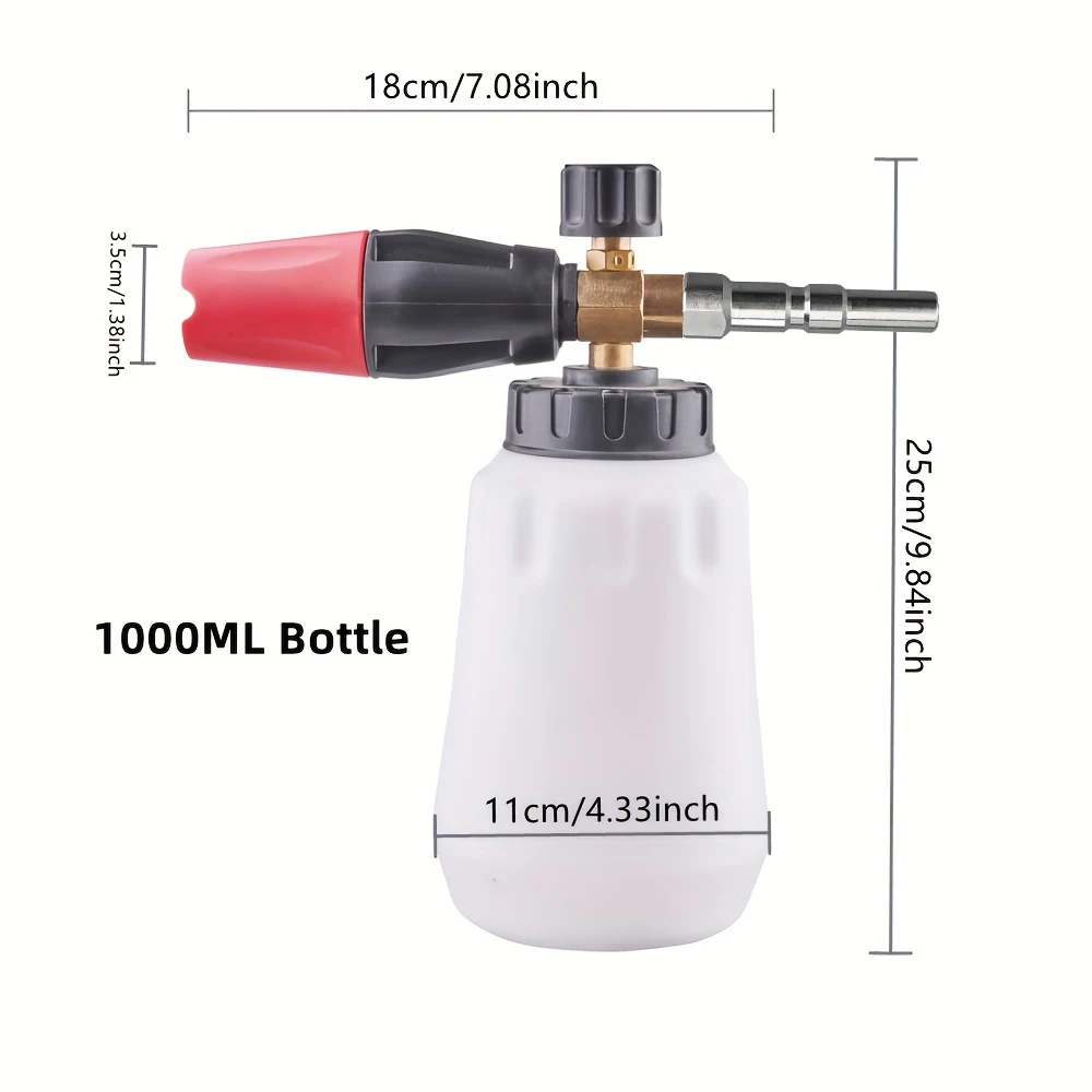 1pc Snow Foam Cannon Lance With 1L Bottle Pressure Washer Car Wash Clear Snow Cannon Big Mouth, 1/4 Quick Connect For Nilfisk image 5