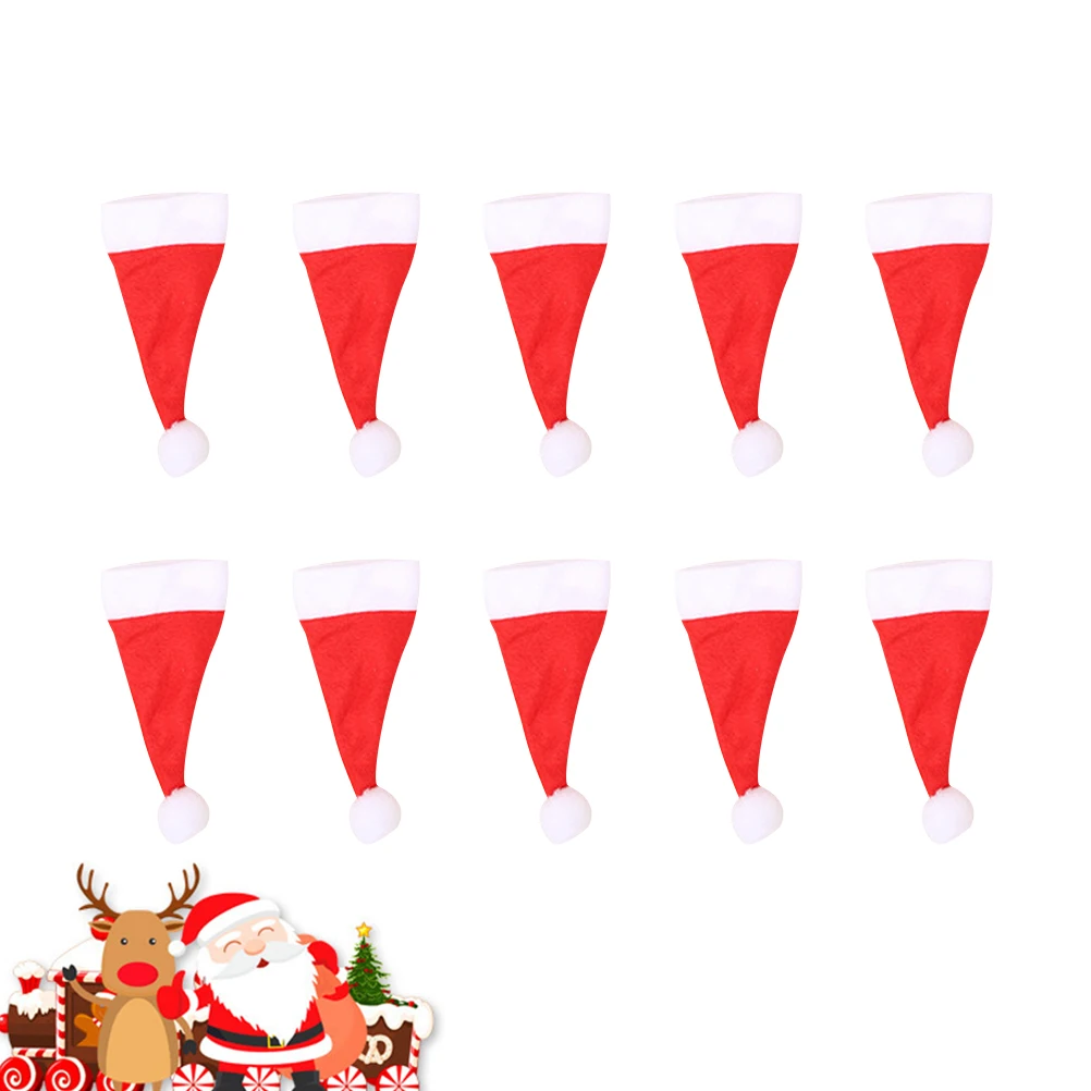 

10 Pcs Mini Santa Hat Christmas Decoration Silverware Fine Craftsmanship Winebottle Cover Housewarming Gift