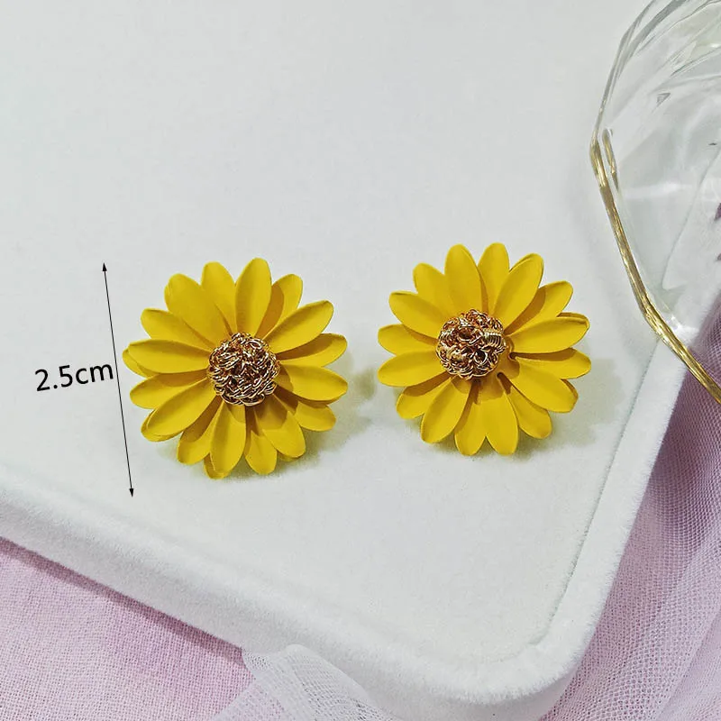 New Korean Flower Dangle Earrings Elegant Double Floral Mixed Color Earrings For Women Girl Beach Party Earring for woman