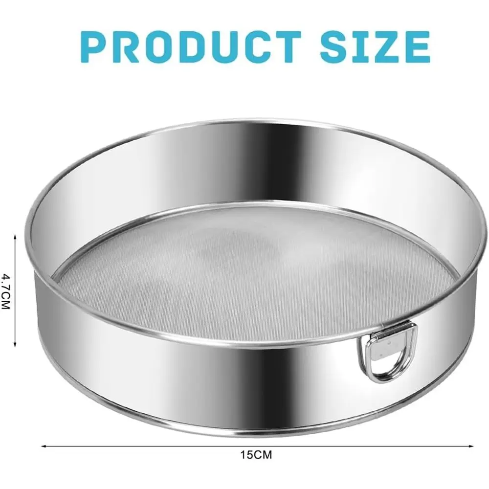 6 Inch 60 Mesh Stainless Steel Round Sieve for Cake Bread Strainers