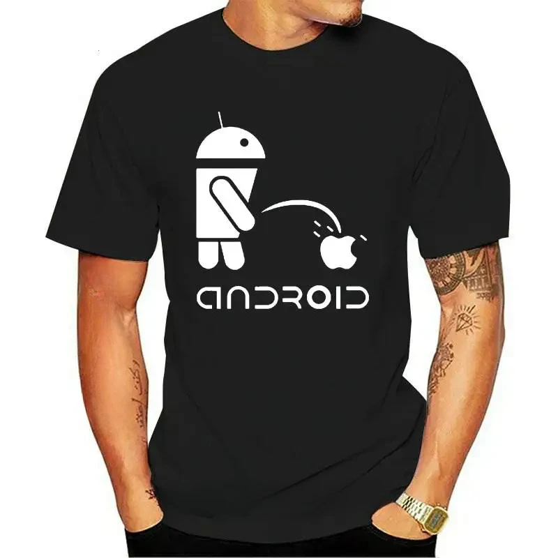 humor logo printed funny t shirt short sleeve round neck ringer Tees  Men shirts Android robot male T-shirt  graphic t shirts