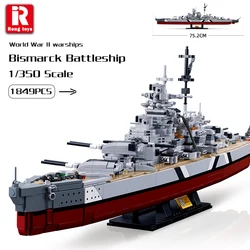 WW2 Warships KMS Bismarck Battleship Collection Building Blocks World War 2 II Military Classic Bricks Kid Weapons Ship Toys