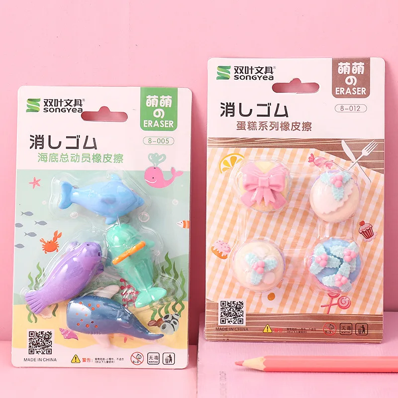 1 Set Animal Eraser Random Style Cute School Rubbers Kawaii School Supply Korean Stationery Cute Desk Accessories