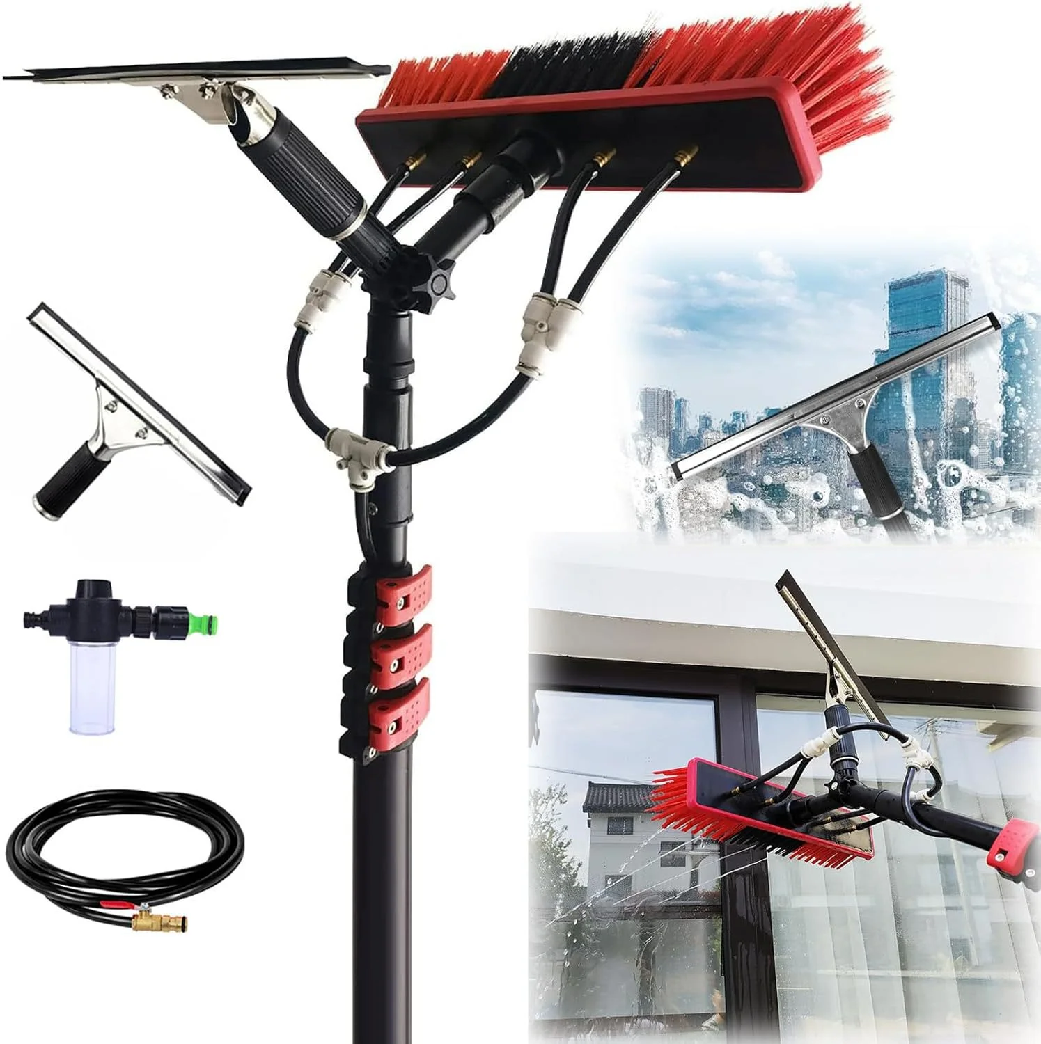 Photovoltaic Panel Cleaning Tool Solar Panel Cleaning Brush Aluminum Alloy Telescopic Pole Plate Cleaning Tool Brush 3.8M4.8M