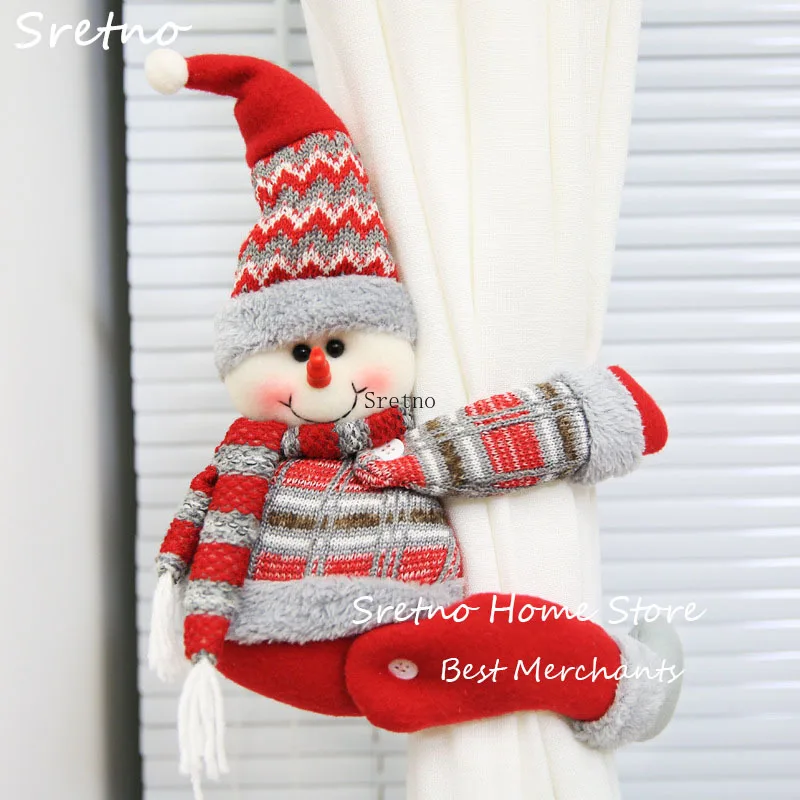 

SRETNO 1PC Christmas Decorations 2025 Knitted Santa Claus Christmas Snowman Elk Curtain Buckle Cartoon Doll Christmas Supplies
