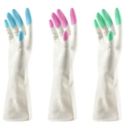 Guantes de látex para lavar platos, Manoplas de manga larga para limpieza del hogar