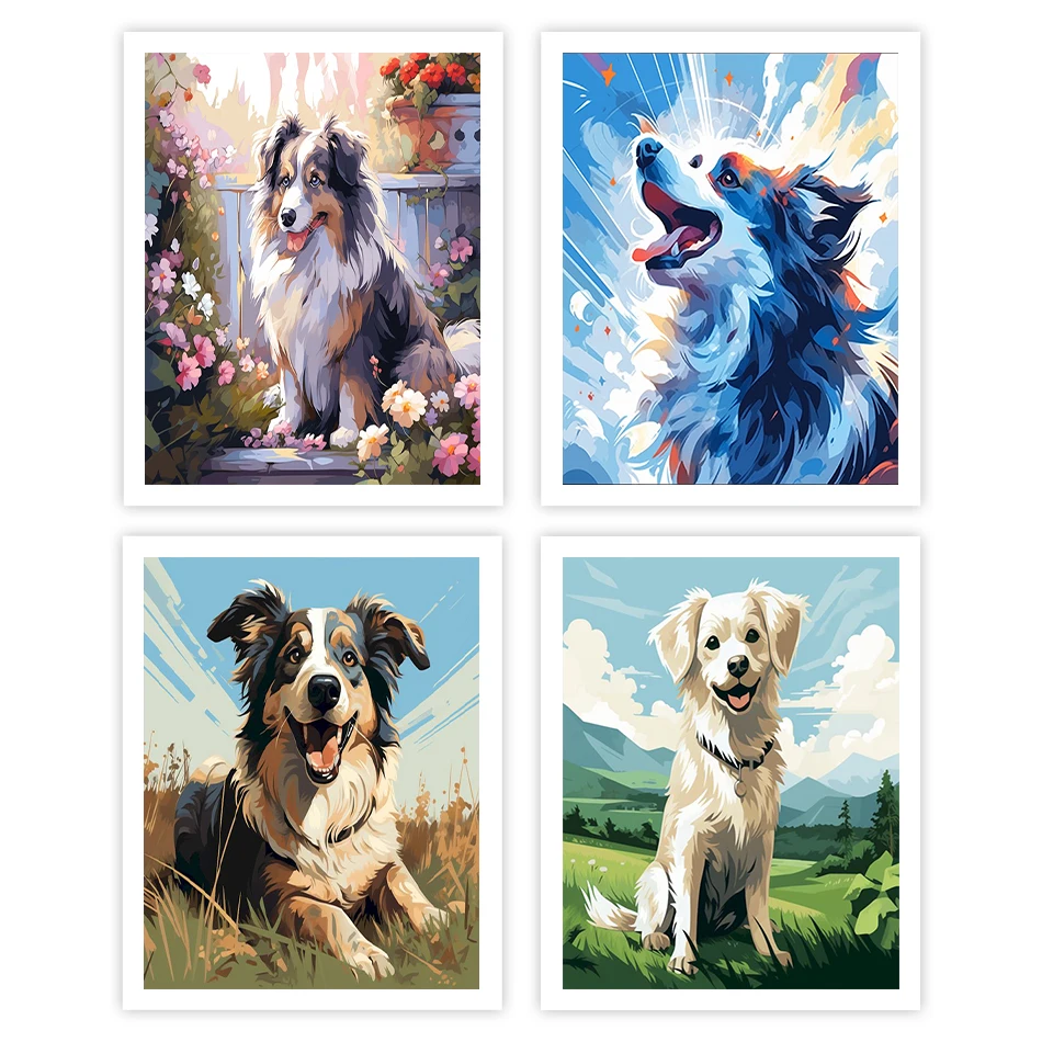 

GATYZTORY Paint By Number Adult Kit Simple hand drawn dog painting For Beginner Diy Color Markers Adult Coloring Drawing Brushes